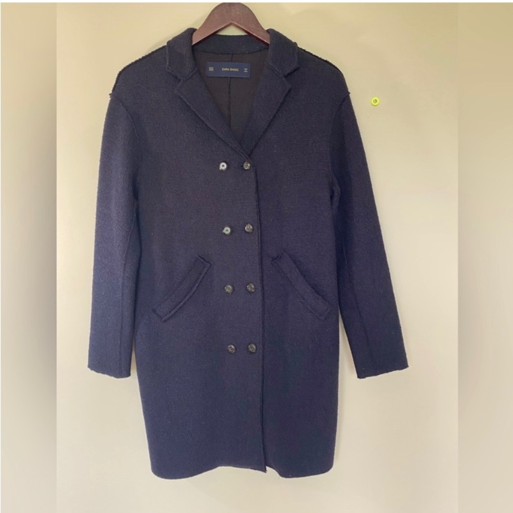 Zara Navy Double-Breasted Pea Coat
